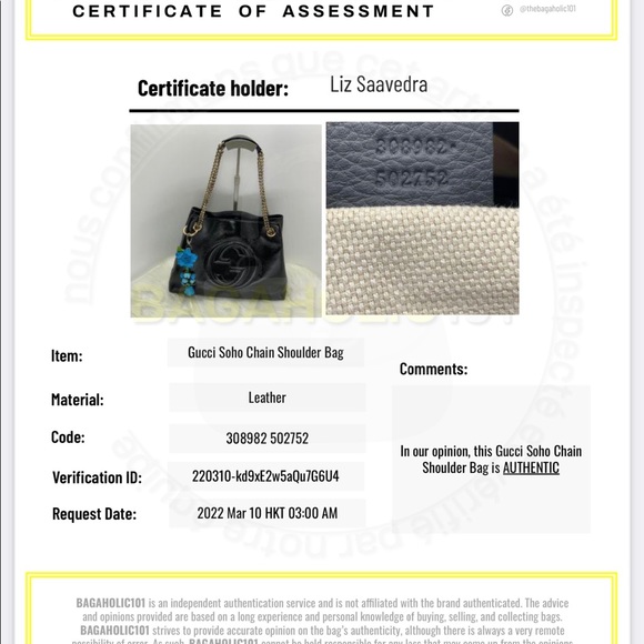 Auth GUCCI Tote Bag Soho Chain GG Black Leather Hand Bag & Leather Flower Charm - Picture 16 of 16